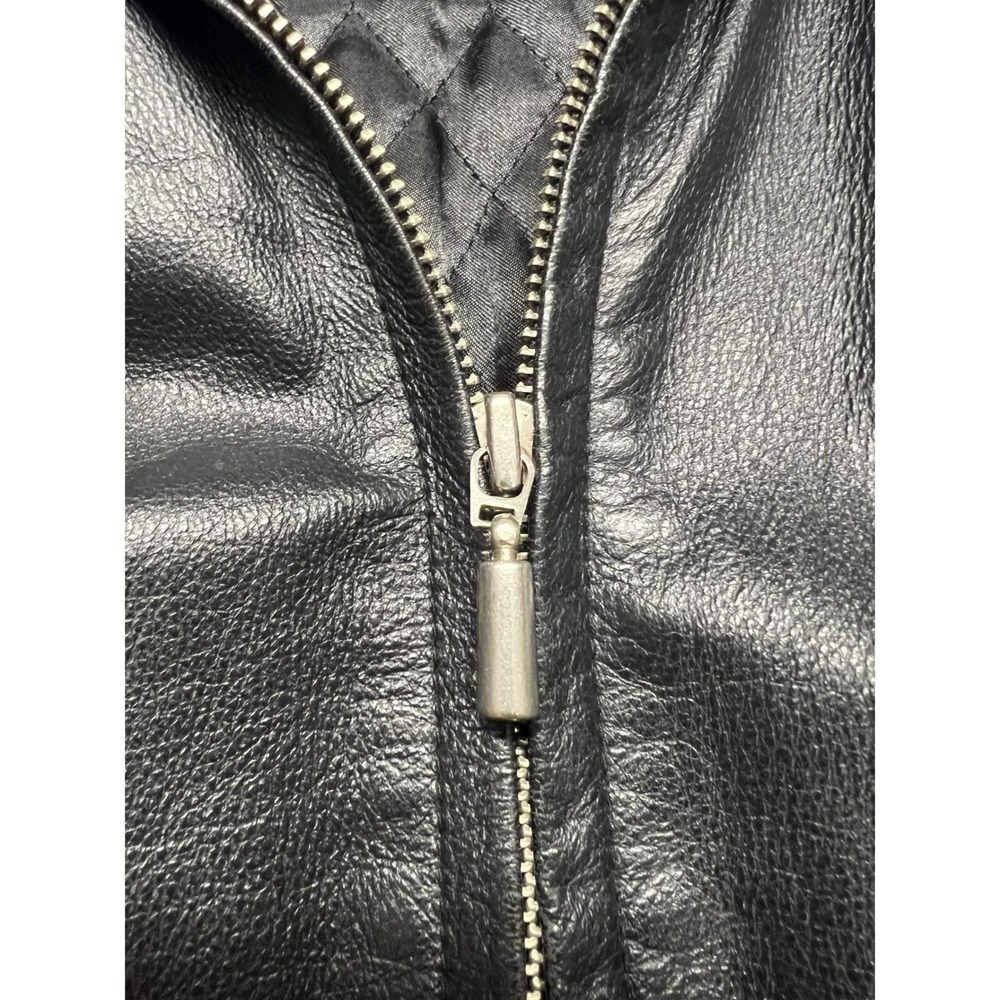 Vintage Wilsons Black Leather Jacket Lined Zip Front Casual Outerwear 90s - Picture 9 of 16